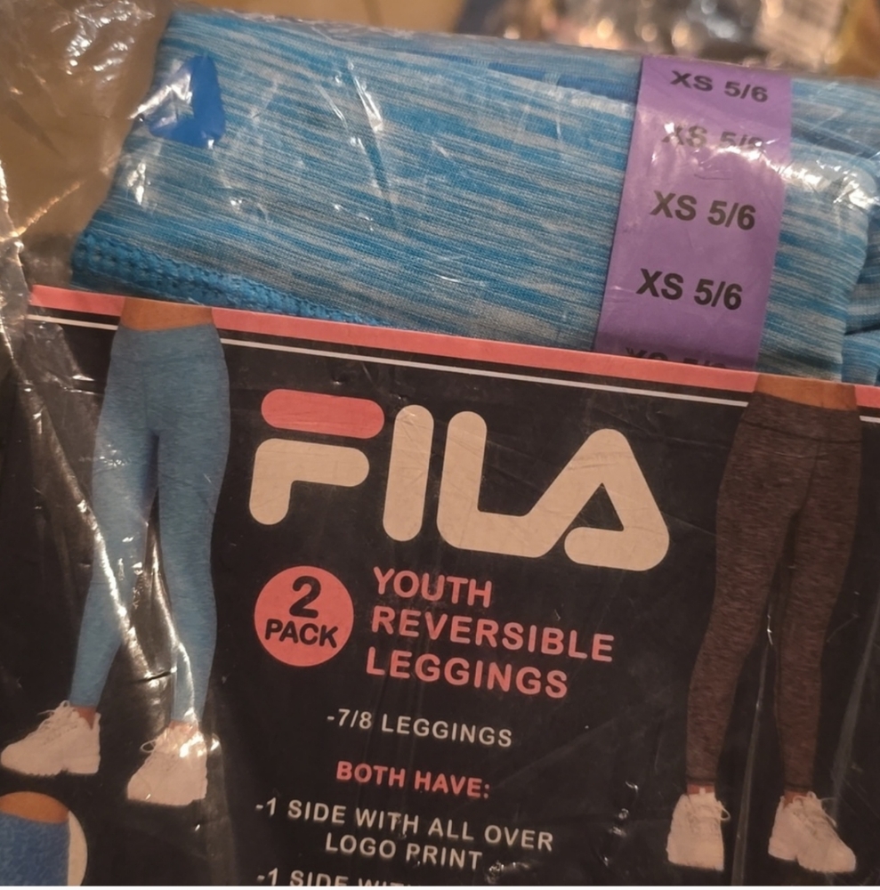 New Fila Girl’s 2-Pack  Reversible Legging Set